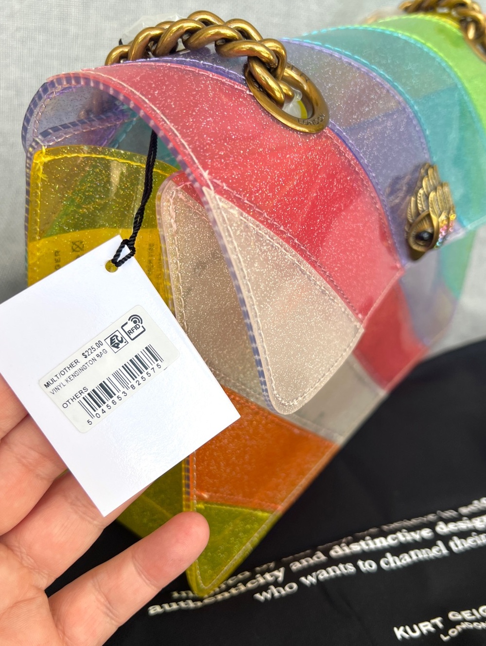 Kensington Vinyl CLEAR RAINBOW GLITTERED crossbody / shoulder bag - Picture 5 of 17